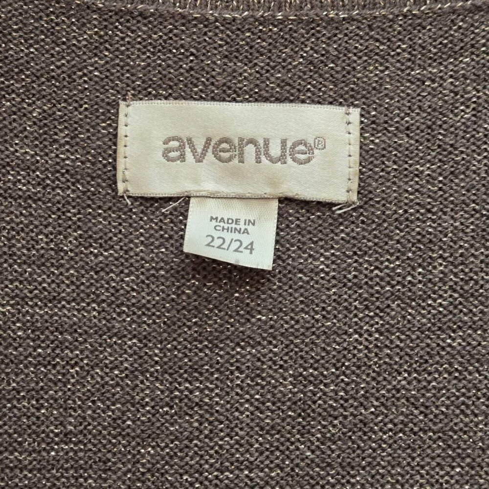 Avenue Gray Grey Long Sleeve Scoop Neck Metallic Sweater Plus Sz 22/24 - Picture 12 of 14